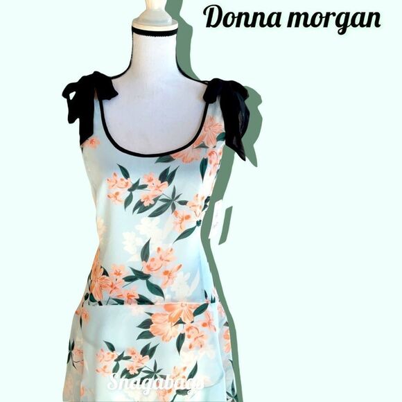 DONNA MORGAN NWT CONTRAST TIE DROP WAIST FLORAL DRESS SIZE 6 - Picture 3 of 10